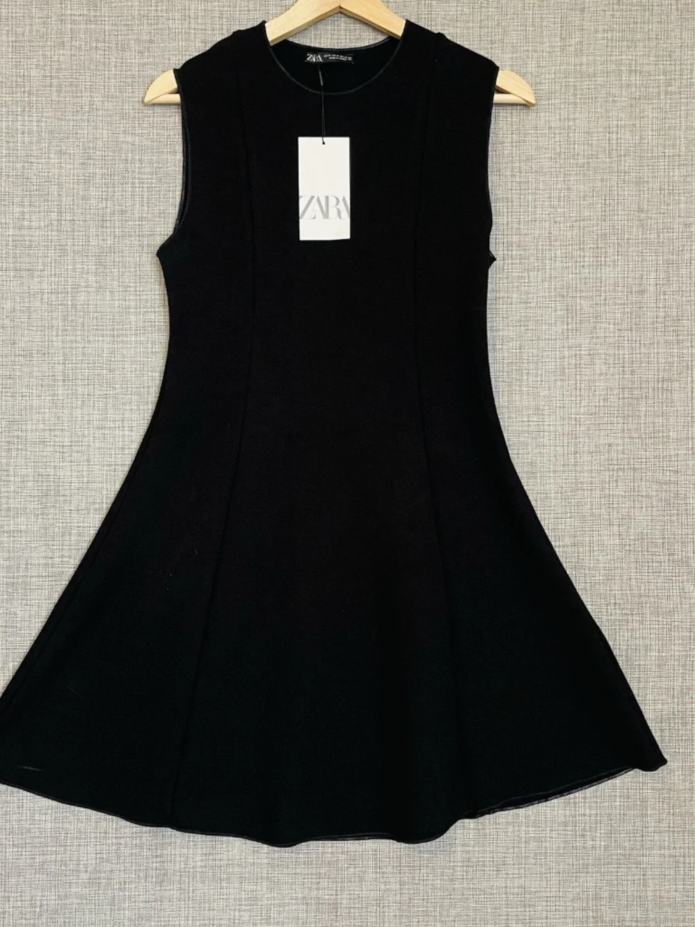 ZARA Black Stretch Knit Skater Fit & Flare Dress